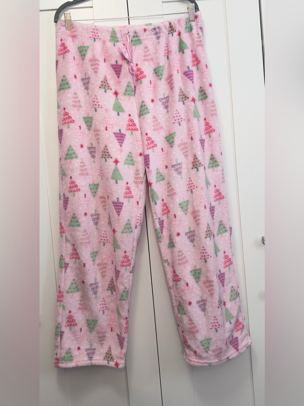 Pink Fleece Christmas Tree Print Pajama Pants Women’s Sz XL NEW!